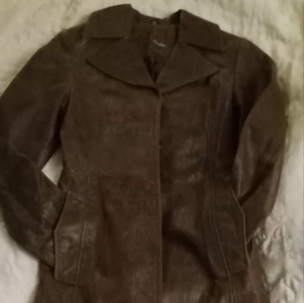 Rogue Leather By Reilly Olmes Long Brown Coat Size Xs